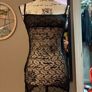 Dolls Kill Black Sheer Lace Chemise